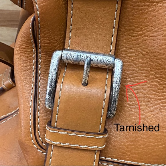 MICHAEL Michael Kors Brookville Update Cognac Brown Leather Medium Bowling Bag - Picture 13 of 14